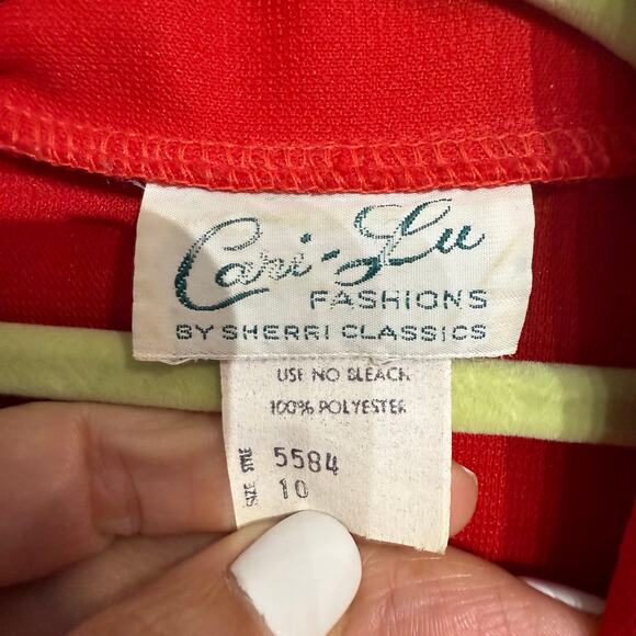 Cari Lu by Sherri Classics Red 70's Dagger Point Collar Midi Dress Sz 10 - Picture 6 of 12